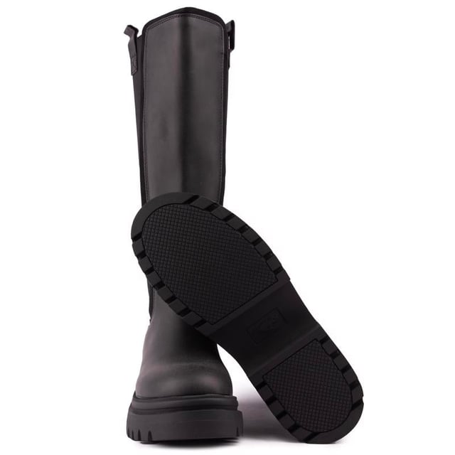 Zwarte Rocket Dog dreasl-laarzen voor dames, vervaardigd met synthetisch materiaal en een synthetische zool. Kenmerken: ritssluiting aan de achterkant, volledig gevoerd, elastische zijkanten en hakhoogte 5 cm.