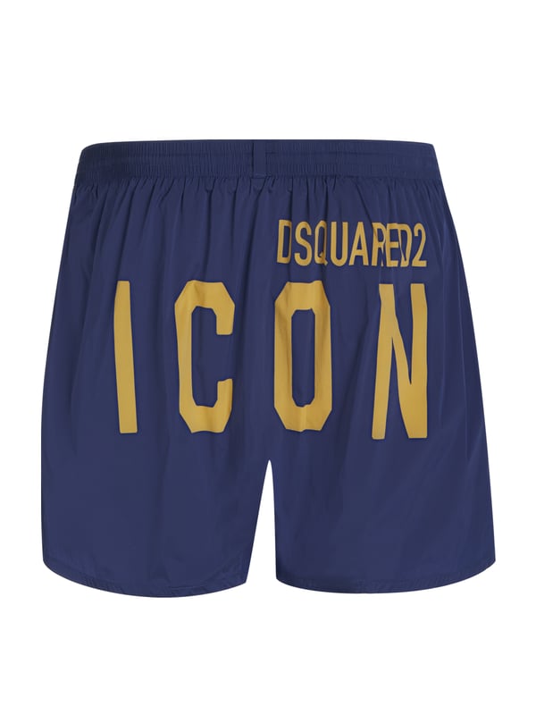 90% poliamida, 10% elastano; bañador Dsquared2; Modelo: D7B643470 408; Mano de obra de alta calidad; Cintura elástica con cordón; Dos bolsillos laterales; Detalles del logotipo de Dsquared2