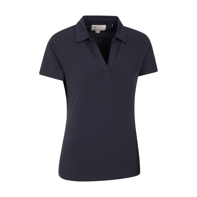 56% Cotton, 40% Polyester, 4% Elastane. Fabric: Soft Touch. Design: Plain. Neckline: Collared, V Neck. Sleeve-Type: Short-Sleeved. Fabric Technology: Lightweight, UV Protection. Fit: Fitted.