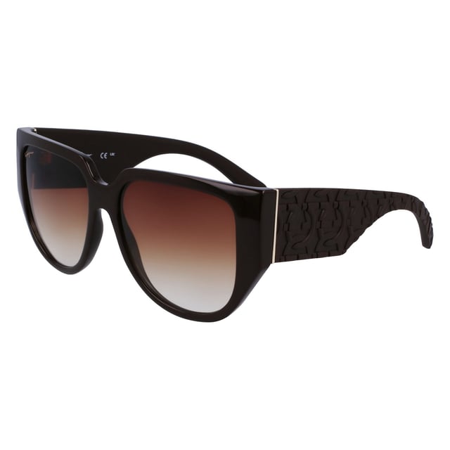 SF1088SE sunglasses with acetate frame.

 Shape and design:
 - These Salvatore Ferragamo glasses have an oversized silhouette.

 Frame Material:
 - The frame of these glasses is made of acetate, a plastic material.
 - Acetate provides durability, flexibility and a smooth finish to the frame.

 Acetate temples:
 - The temples are also made of acetate, matching the frame material.
 - The acetate on the temples makes them light and comfortable to wear.

 Brand details:
 - Salvatore Ferragamo brand engraving on the lens.
 - These design elements help to clearly identify the model as part of the Salvatore Ferragamo eyewear collection.

 Glasses:
 - The lenses are of high quality.
 - These lenses provide excellent UV protection and crisp, clear vision.
 Measures: Lens width: 57 mm. Bridge: 16 mm. Temples: 140 mm.
 Composition: Acetate
 Care:
Use a soft, clean microfiber cloth to clean your sunglasses. This type of cloth will not scratch the lenses.
 Avoid using abrasive cleaning products, detergents, alcohol or acetone, as they can damage lenses and anti-reflective treatments.