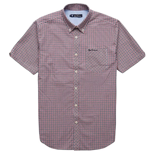 Ben Sherman Classic Camiseta de algodón Oxford Oxford Manga Red Manga Red Mens 0066575 550