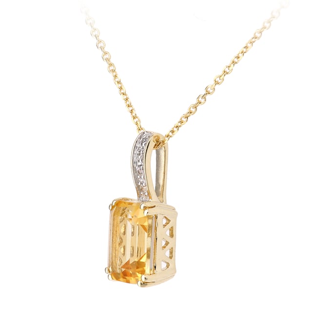 9K (375) Yellow Gold: 1.13gr; # Diamond: 0.02ct; # Citrine: 1.5ct; # Dimension: 40cm x 1.58cm x 0.7cm
