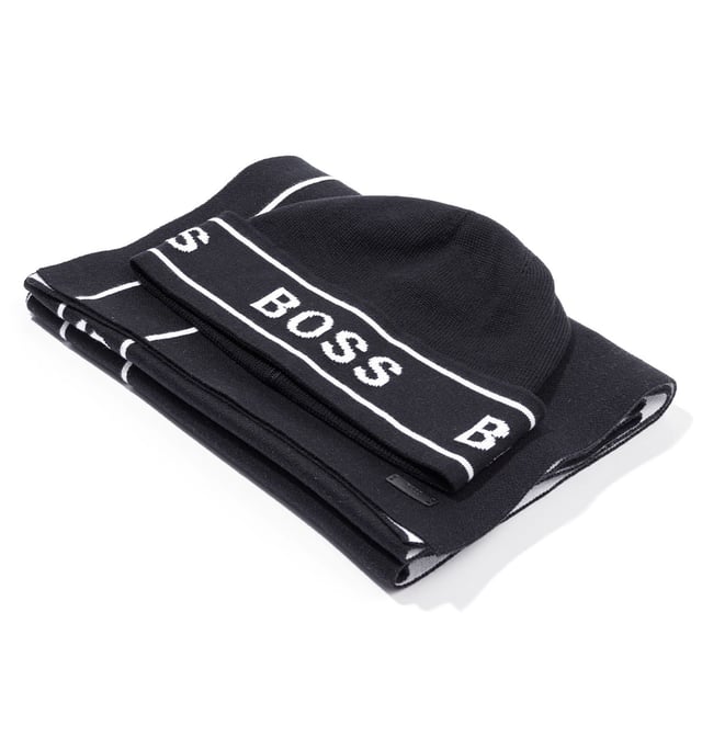 BOSS presents the perfect gift, complete in a branded gift box the Logo Beanie & Scarf Gift Box Set is ideal for any contemporary man. Both pieces are knitted from a super soft cotton and acrylic blend. Finished with contrast BOSS branding for statement style. Beanie & Scarf Gift Box Set, Knitted Cotton & Acrylic Blend, Branded Gift Box Packaging, BOSS Branding, 50% Cotton & 50% Polyacrylic.
