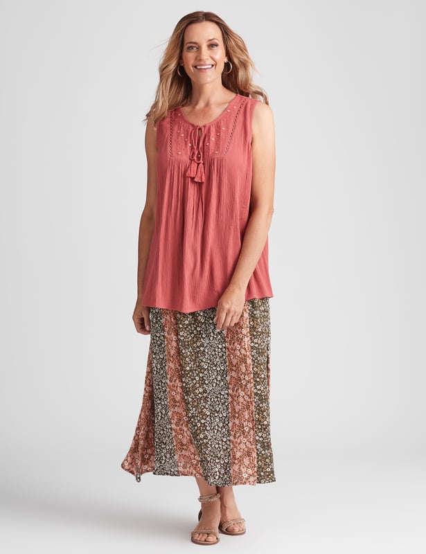 MILLERS Womens Skirts Maxi Winter Brown Floral