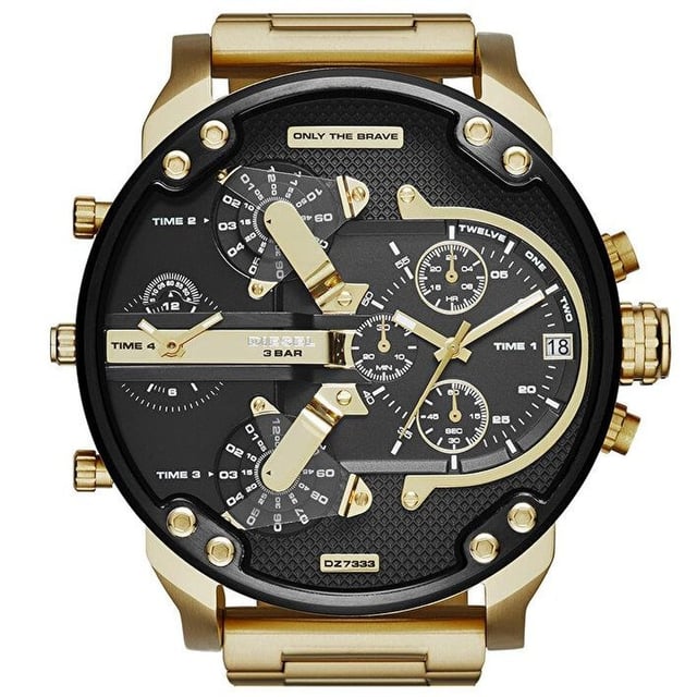 Merk:DieselModel:Barcodenummer:737993335399Sterieur:HerenCase Maat:57MMC Case Kleur:Case Materiaal:Roestvrij StaalAanduiding Kleur:Band Materiaal:Roestvrij StaalBand Kleur:GoudMovement:Chronograaf:Waterbestendigheid: