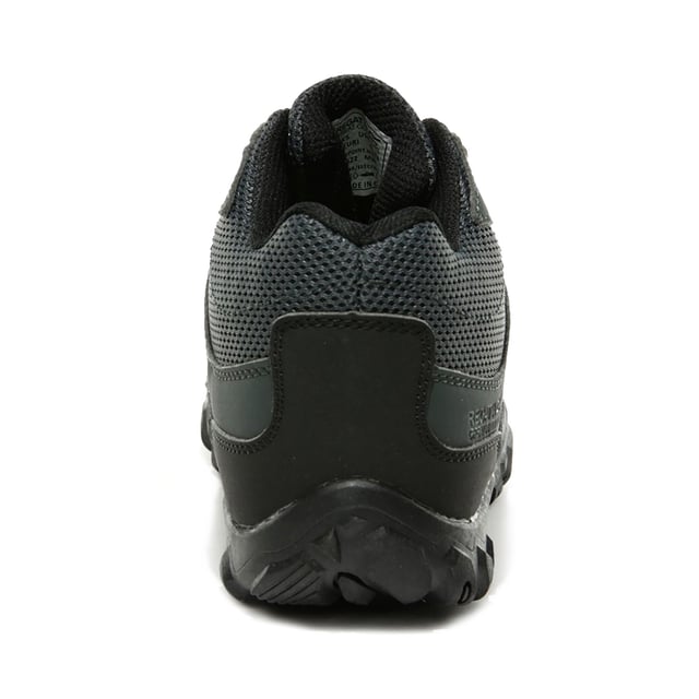 Regatta Childrens/Kids Edgepoint Boots (Briar Grey/Electric Lime) Upper: PU (Polyurethane). Insole Material: Synthetic. Outsole: TPR. Sole Features: Durable. Fastening: Lace Up. 5 Eyelets. Fabric Technology: Breathable, Hydropel, Isotex, Lightweight, Slip Resistant, Water Resistant. Comfort Footbed, Hardwearing, Padded Collar, Stabilising Shank. Low Heel. Cut: Low Cut. Design: Lace.