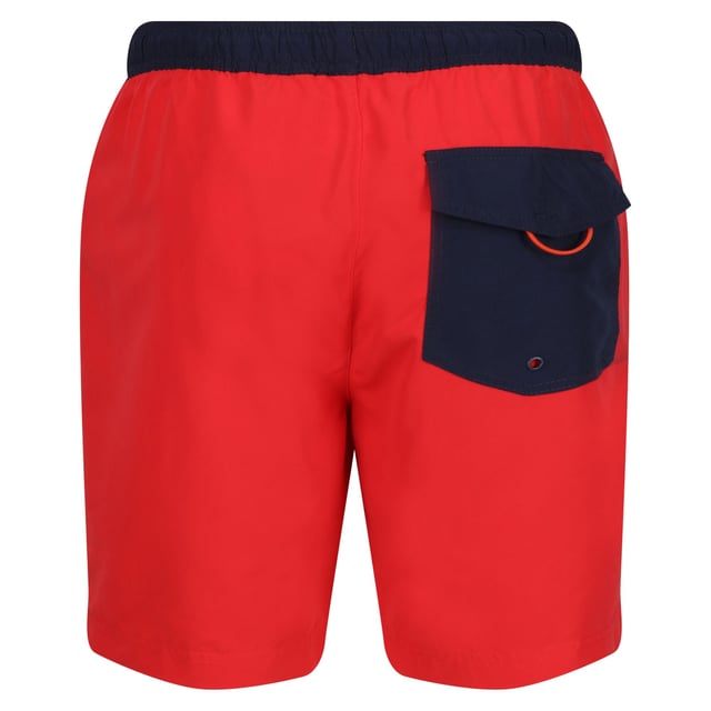 100% Polyester. Lining: Mesh. Fabric: Microfibre. Design: Colour Block, Logo, Printed, Text. Pockets: 1 Back Pocket, Flap Closure, 1 Security Pocket, Inner. Fastening: Pull-On. Branded Tab. Fabric Technology: Quick Dry, UV Protection. Waistline: Drawcord, Elasticated. Sustainability: Made from Recycled Materials. Sun Rating: UPF 40+.