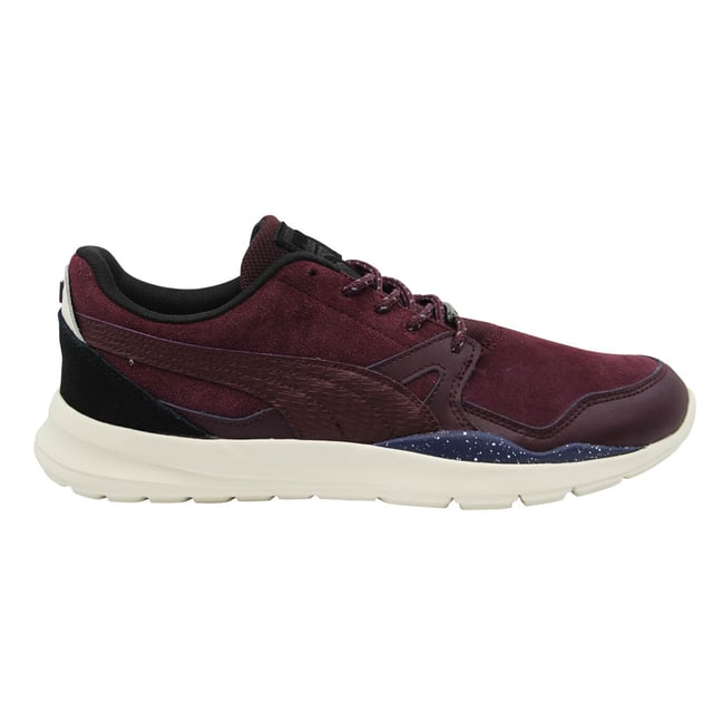 Burgundy leather pumas top