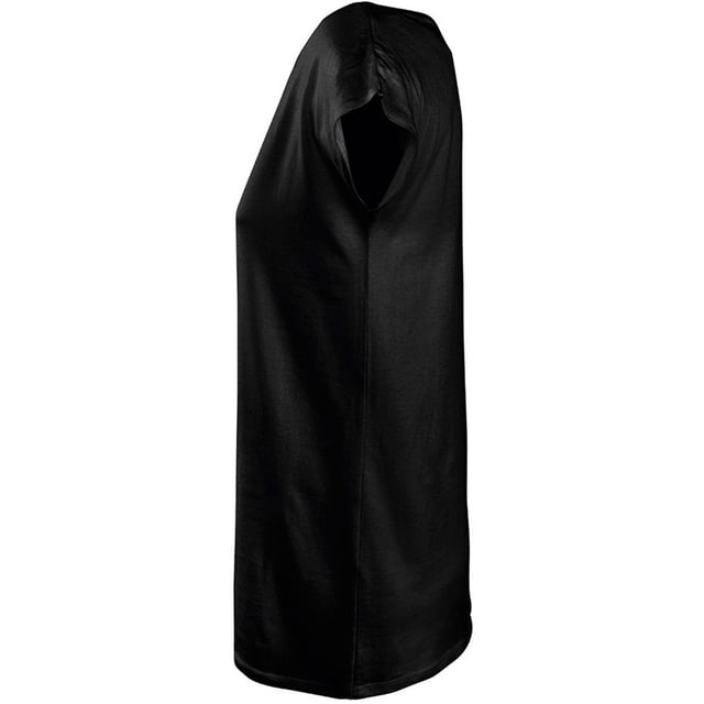 Taped back neck. Self fabric wide neckline. Kimono sleeves. Longer body length. Twin needle sleeves and hem. Fabric weight: 110 gsm. Material: 100% ringspun cotton. Ladies size: S(8/10), M(10/12), L(12/14), XL(14/16), XXL(16/18).