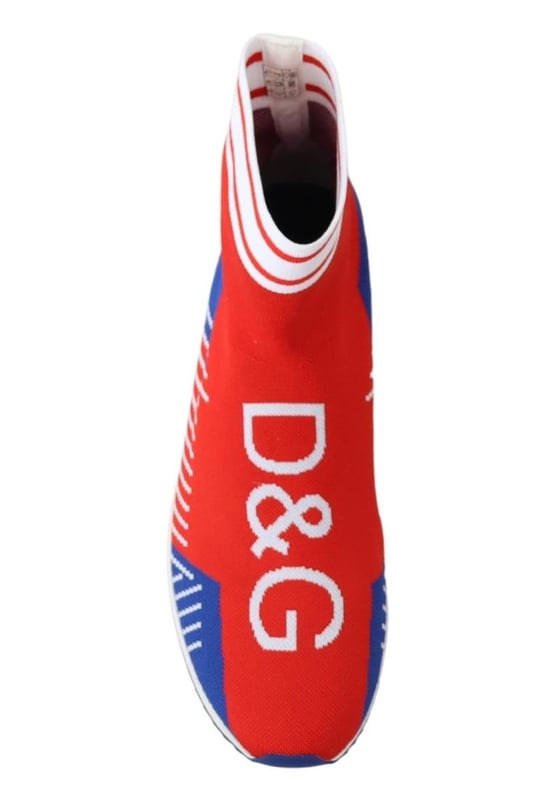 Dolce & Gabbana Men's Blue Red Sorrento Logo Sneakers Socks Shoes