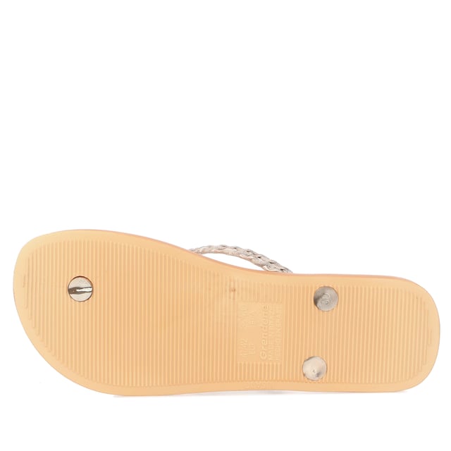 Womens Ipanema Exuberance Chrome Flip Flops in tan.- Synthetic upper.- Slip on fastening.- Plait detail straps with a chrome finish.- Synthetic lining and sole.- Ref: 26685AC606