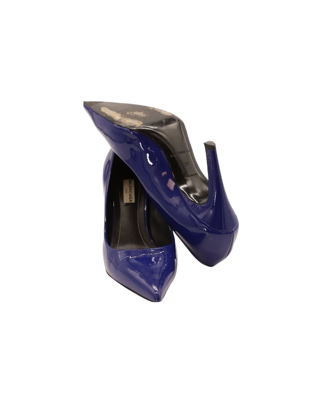Balenciaga Pointed Pumps in Blue Patent Leather