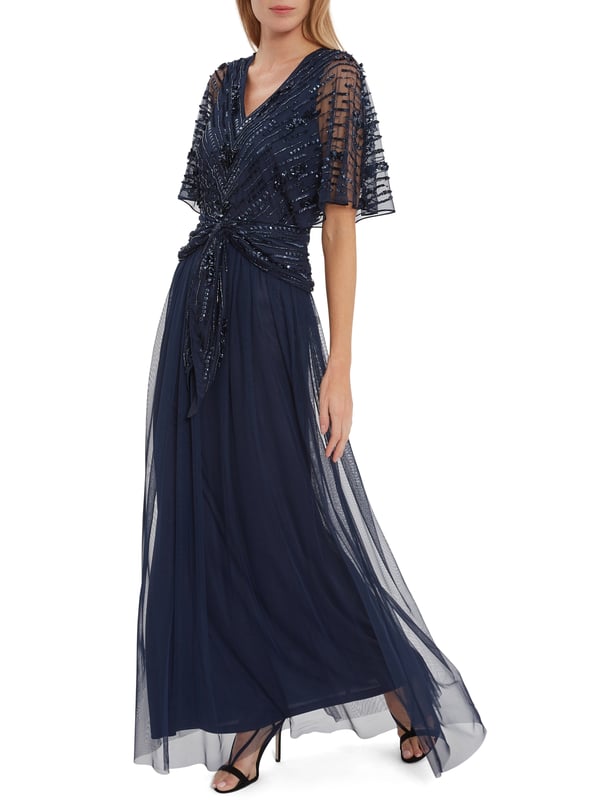 chinese dress ladies Vera Beaded Cape With Delicate Small Flowers – Gina Bacconi main image 0