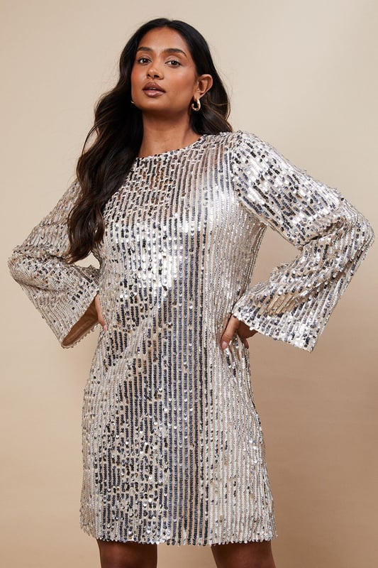 Occasion Sequin Flare Sleeve Mini Dress