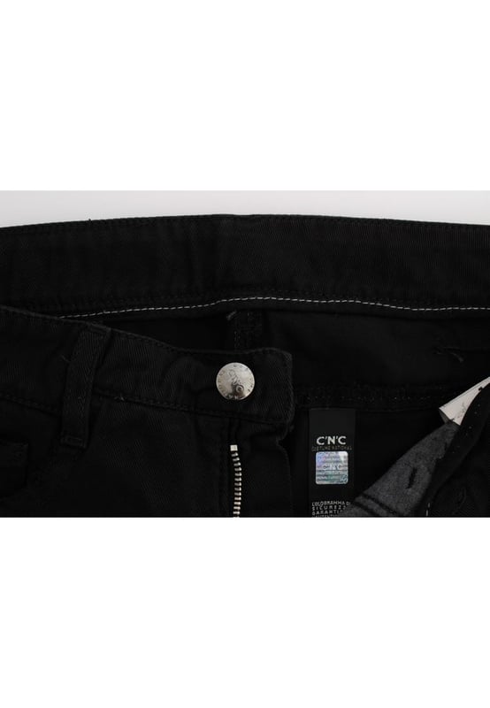 Brand new with tags
  Slim fit
  Color: Black
  Material: 100% Cotton
  Fly: Zipper and button
  Logo details