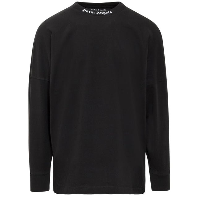 PMAB001C99Jer0011001 Logo classique sur L / S T-shirt noir Oversize Fit Palm Angels Logo Print 100% coton, fabrique au Portugal PMAB001C99Jer0011001