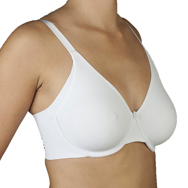 EUGENIA BRA
 Basic bra with a pre-shaped cup and wide back designed to hide imperfections. Absolute comfort.
 Composition: 65% Polyamide, 35% Elastane
 Care:
Hand wash with cold water.
 Use neutral soap.