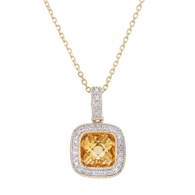 9K (375) witgoud: 1,38 gram; # Diamant: 0,1 ct; # Citrien: 1,17 ct