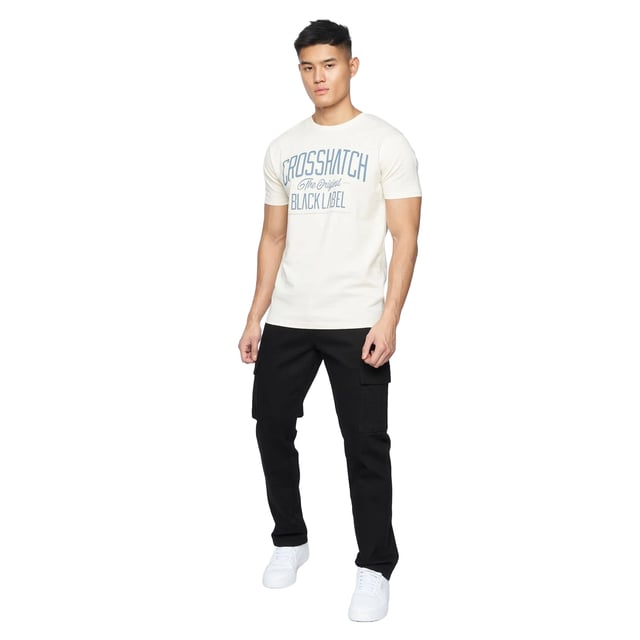 98% Cotton, 2% Elastane. Design: Plain. Pockets: 2 Side Pockets, 2 Back Pockets, 1 Coin Pocket, 2 Thigh Pockets, Flap Closure. Fastening: Zip Fly. Belt Loops. Fit: Loose.