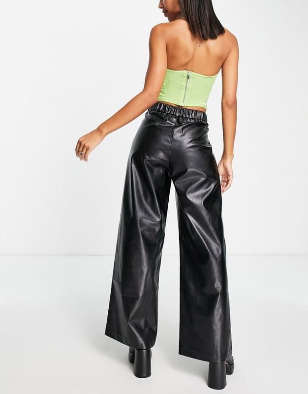 Leather look hot sale stretch trousers