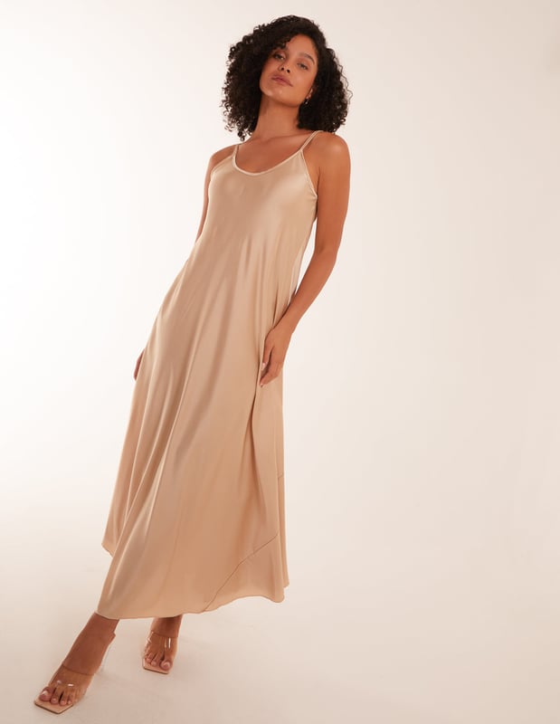Treasure Solid Satin Cami Slip Maxi Dress main image 0