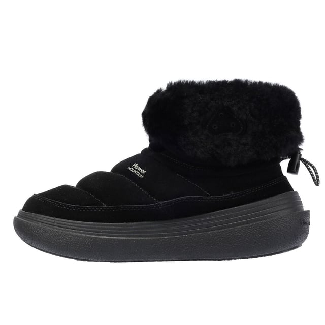 Suede ankle boot featuring cozy shearling lining, leather insole, and durable rubber sole with contrast tread for added grip.