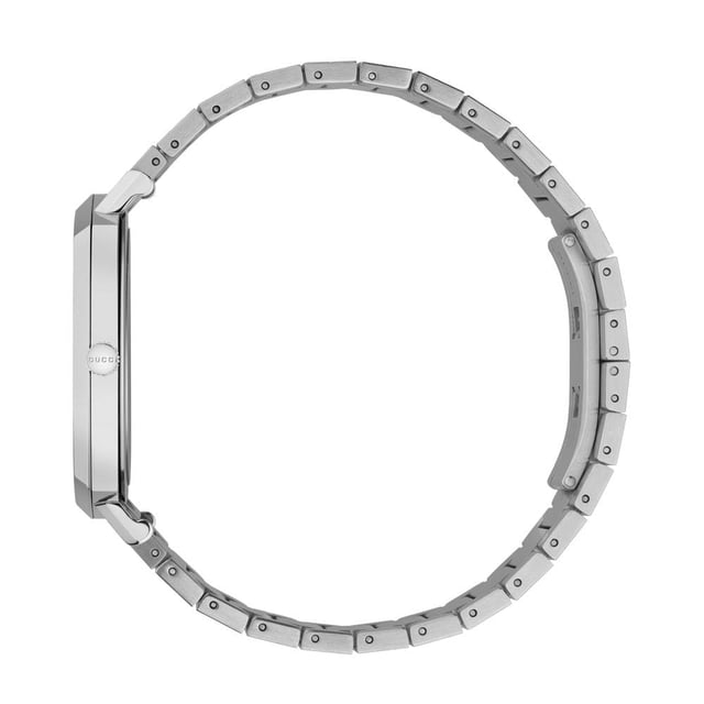 Brand: Gucci Collection: Grip Model Number: YA157410 Case Diameter: 38mm Case Material: Stainless Steel Strap Material: Stainless Steel Dial: Stainless Steel Face with Windows Water Resistance: 30 meters Movement: Quartz