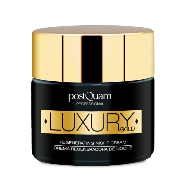Crema regeneradora de noche - Luxury Gold 50 ml
Ref. PQEGOLD02

Descripción
Crema regeneradora de noche - Luxury Gold
50 ml

Crema nutritiva, que ejerce un efecto calmante, regenerante e hidratante sobre las pieles maduras restaurando su barrera lípidica y facilitando la reproducción celular nocturna.

Principios activos:
- Vitaminas F y E(al 0.2% cada una): nutritivos
- Aceites naturales de rosa mosqueta(1%): aceites regenerantes
- Oro(1%) con acción anti edad y protectora frente a agresiones físicas y químicas
- Renovage: activo que prolonga la vida celular mejorando todos los síntomas de la senescencia
Período de conservación
12 meses tras apertura
Modo de empleo
Aplicar cada noche en rostro. Se puede utilizar como base de maquillaje.
Ingredientes
AQUA (WATER), GLYCERIN, STEARIC ACID, GLYCERYL STEARATE SE, CYCLOPENTASILOXANE, ETHYLHEXYL METHOXYCINNAMATE, CETEARETH-20, BUTYROSPERMUM PARKII BUTTER, LANOLIN, TRITICUM VULGARE GERM OIL (WHEAT GERM OIL), ROSA MOSCHATA SEED OIL (ROSEHIPS OIL), ISOPROPYL PALMITATE, RICINUS COMMUNIS SEED OIL (CASTOR OIL), SODIUM HYALURONATE, GOLD, TEPRENONE, CAPRYLIC/CAPRIC TRIGLYCERIDE, PROPYLENE GLYCOL, GLYCERYL LINOLEATE, GLYCERYL LINOLENATE, TOCOPHERYL ACETATE, CARBOMER, POLYMETHYLSILSESQUIOXANE, MICA, TITANIUM DIOXIDE, BHT, TRIETHANOLAMINE, DIAZOLIDINYL UREA, IODOPROPYNYL BUTYLCARBAMATE, DISODIUM EDTA, IRON OXIDE, PARFUM (FRAGRANCE)