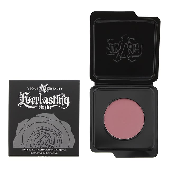 KVD Everlasting Refill Blush is a high-quality blush formula that delivers long-lasting, vibrant color to your cheeks. This refillable blush is part of the KVD Everlasting Blush collection, known for its exceptional pigmentation and smooth application. The blush is finely milled and blends effortlessly onto the skin, providing a soft and natural-looking flush of color. It is available in a range of shades to suit different skin tones and preferences, from subtle neutrals to bold and vibrant hues. Whether you prefer a soft, romantic glow or a bold pop of color, the KVD Everlasting Refill Blush has options to help you achieve your desired look. The formula is buildable, allowing you to customise the intensity of the blush. Whether you prefer a sheer wash of color or a more dramatic effect, you can easily layer the product to achieve your desired level of pigmentation. The blush has a velvety texture that blends seamlessly into the skin, leaving a smooth and flawless finish.  Not only does the KVD Everlasting Refill Blush provide beautiful color, but it is also formulated to be long-lasting. The blush stays put throughout the day, resisting fading or smudging, so you can enjoy a fresh and radiant look for hours.