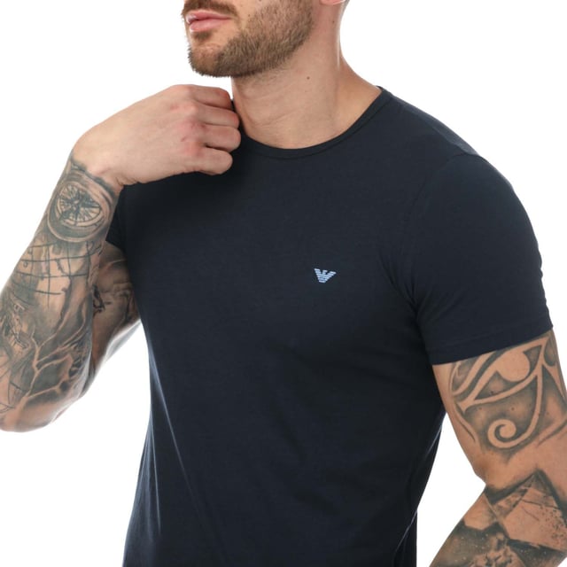Men's Emporio Armani 2 Pack Assorted Crew Neck T- Shirt in navy.- Round neckline.- Short sleeves.- 2-piece set.- Printed logo.- Straight hem.- 100% Cotton.- Ref: 1112674R722.