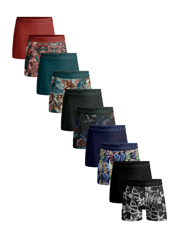 Die Boxershorts/Unterhosen von Muchachomalo sitzen wie angegossen und sind aus hochwertiger Baumwolle gefertigt. Ein weicher, elastischer Bund mit Logo aus Mikrofaserstoff sorgt für zusätzlichen Komfort.  Spezifikationen • Normale Passform • Flache Nähte für zusätzlichen Komfort • Weicher Bund mit Muchachomalo-Logo  Wartung • Bei 30 Grad waschen • Nicht im Trockner trocknen • Bei mittlerer Hitze bügeln (2 Punkte)  Warum Muchachomalo? Muchachomalo arbeitet nur mit Fabriken zusammen, die BSCI- und OEKO-TEX-zertifiziert sind. Ziel dieser Fabriken ist es, die Arbeitsbedingungen kontinuierlich zu verbessern. Sie kämpfen für das Recht, eine Gewerkschaft zu gründen, für sichere Arbeitsbedingungen und sind gegen Zwangs- und Kinderarbeit. Sie ermöglichen es Verbrauchern und Unternehmen außerdem, verantwortungsvolle Entscheidungen zu treffen, die unseren Planeten für zukünftige Generationen schützen.