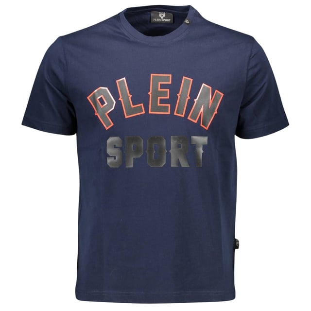Plein Sport Blue T-Shirt, 100% Cotton, Plein Branded Logo, Plein Branded Badges, Short Sleeve Blue Tee
