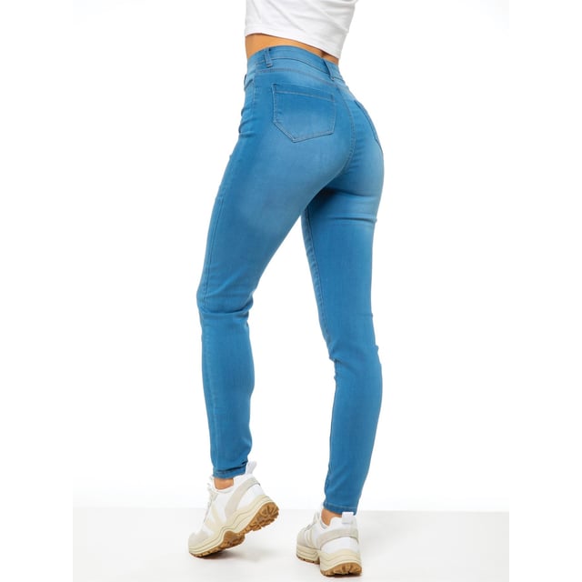 Enzo Womens Designer Skinny Stretch Jeans. Featuring 2 Back Pockets 2 Front Pockets And A Buttoned Waist. Flex Denim For The Perfect Fit. Ideal for Casual or Workwear