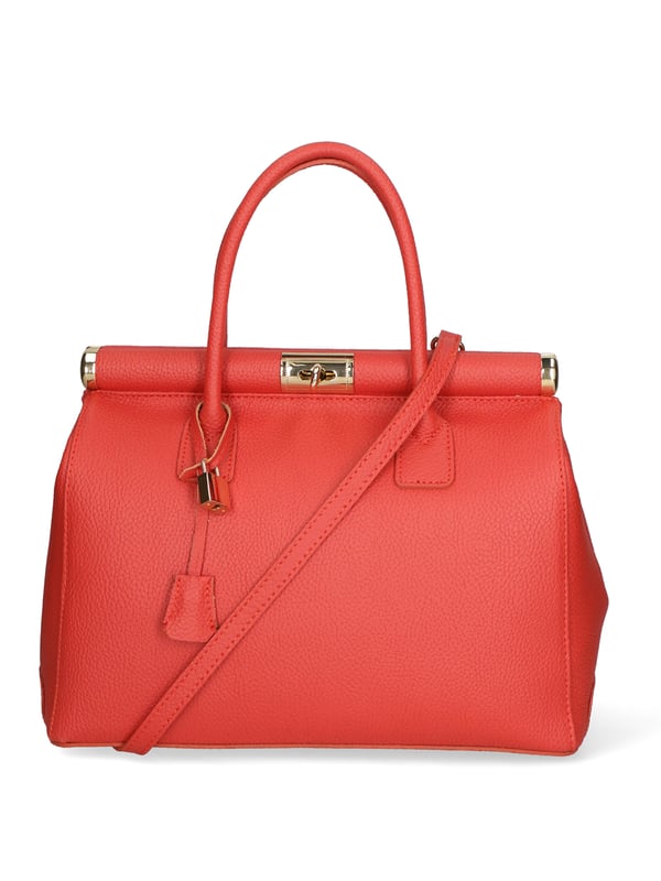 Bolso de mano de mujer de dos compartimentos con bandolera extraíble. Producto artesanal italiano en piel genuina dólar. Hecho en Italia
