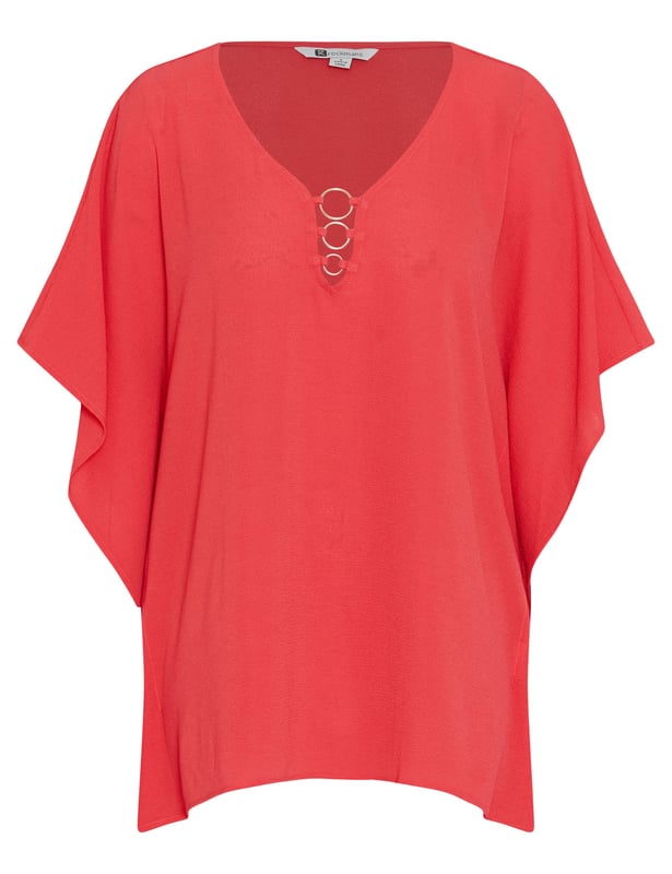 Womens Rockmans Extended Sleeve Woven Ring Top