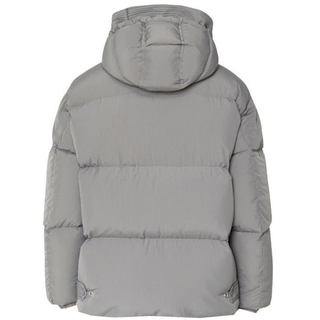 Diesel Grey Jacket, Central Zip Closure, Front Pockets, Plain Winter Coat, Material: 100% Polyamide, Lining: 100% Polyamide, Filling: 100% Polyester, Grey Hooded Coat