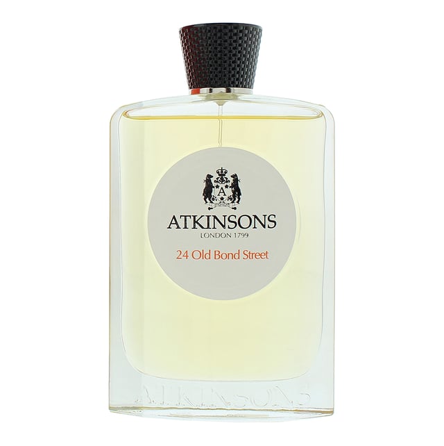 Atkinsons 24 Old Bond Street Eau de Cologne 100ml.The emblematic fragrance of the house 24 Old Bond Street is an extremely English cologne of tremendous personality. Its devastatingly aromatic cocktail of juniper rose and black tea is deepened with a gorgeously eccentric note of smoky oak casked whisky.