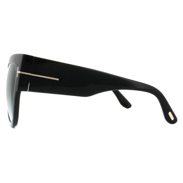 Lunettes de soleil Tom Ford 0371 Anoushka 01b Black Grey Black Gray a pris la forme des yeux du chat à l'extrême ultime avec ce look vintage audacieux et exagéré qui a été massivement populaire. Des temples épais avec la signature emblématique t bar tom ford complètent ces lunettes de soleil glamour et frappantes Tom Ford
