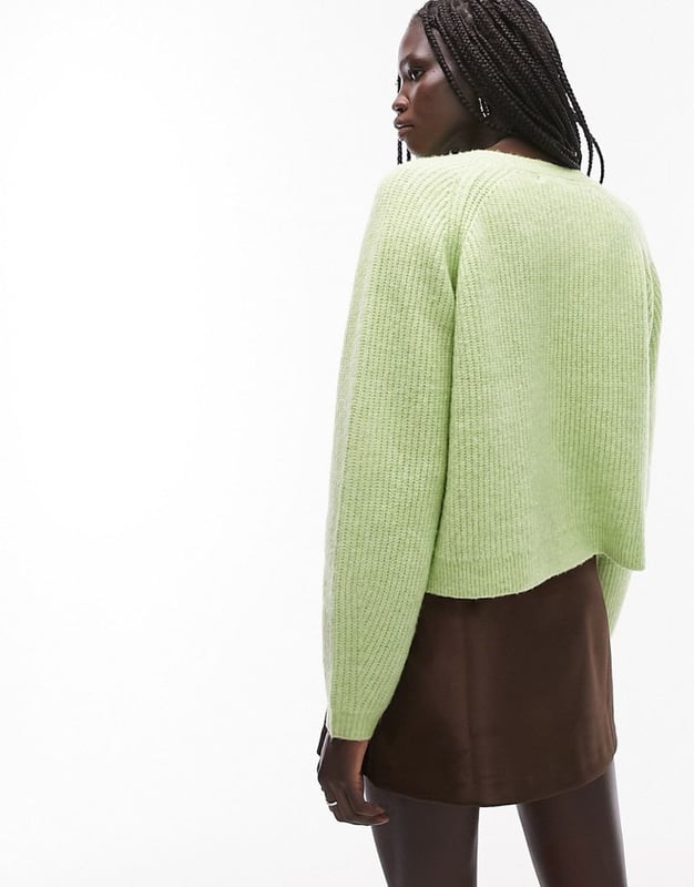 Green crew shop neck cardigan