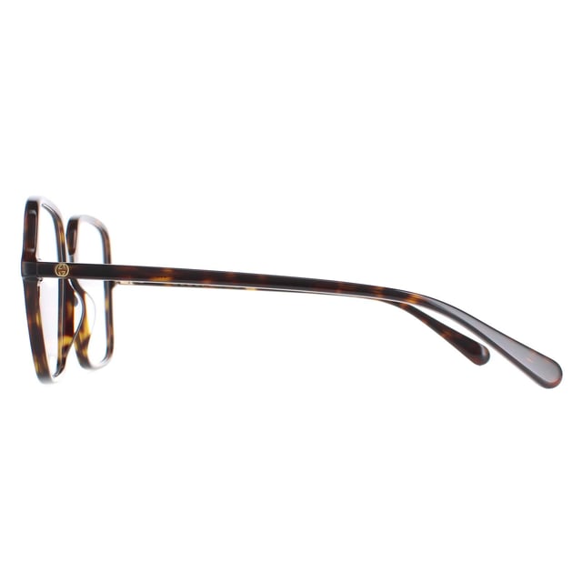 Gucci Square Womens Dark Havana  GG1003O  Glasses are a oversized square style crafted from lightweight acetate. The Gucci emblem features on the slender temples for brand recognition.