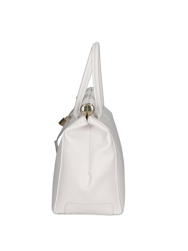 Bolso de mano de mujer de dos compartimentos con bandolera extraíble. Producto artesanal italiano en piel genuina dólar. Hecho en Italia