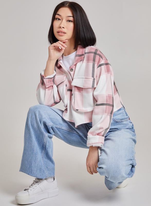 Crop Check Shacket