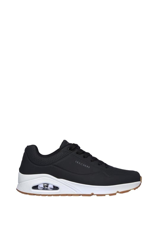 Classic air-cushioned comfort meets a fresh update in the Skechers Street Street Uno - Stand on Air shoe. This lace-up fashion sneaker features a smooth perforated synthetic upper with an Air-Cooled Memory Foam insole and Skech-Air visible air-cushioned midsole.
