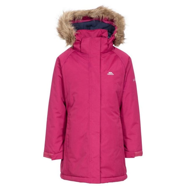 Trespass Childrens Girls Fame Waterproof Parka Jacket Cranberry