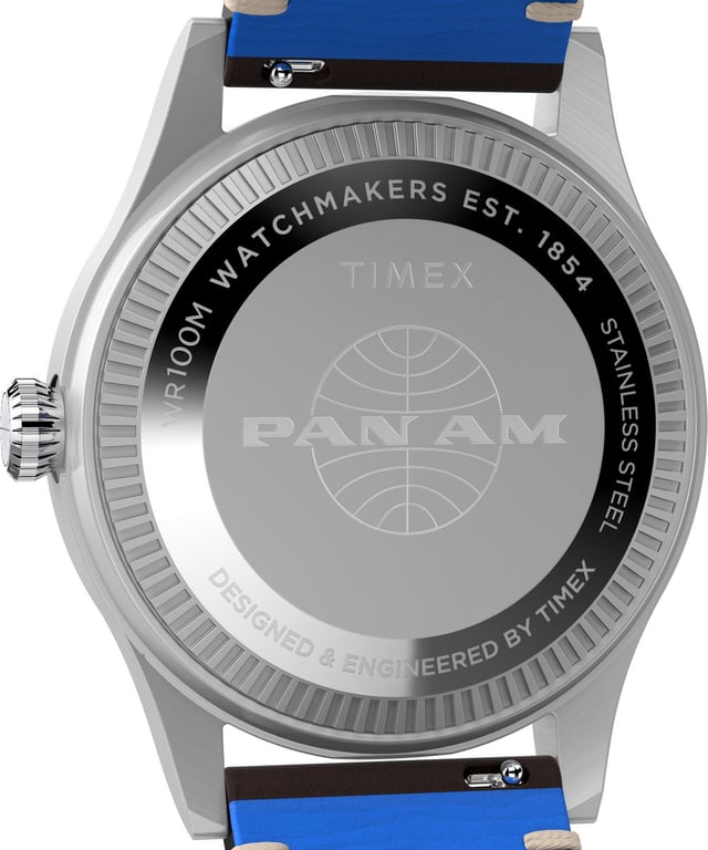 Montre Timex Waterbury GMT X Pan Am - Réf. TW2W97300 - Boîtier Acier 39mm, Bracelet Cuir - Neuf Avec étiquettes
