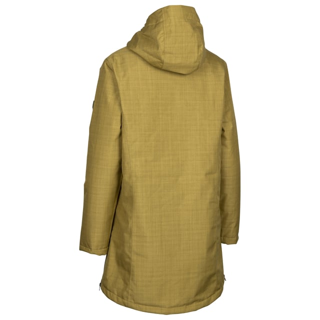 100% Polyester. Skal: TPU-membran. Foder: Pälsad fleece, mjuk. Tyg: Texturerat. Design: Badge, rutig. Tygteknik: Slitstark, TP50, Vattentät. Manschett: Justerbar, nitar. Halsringning: Kapuschong, stående krage. Ärmtyp: Långärmad. Tejpade sömmar. Funktioner i huva: Dragsko, påväxt på huva. Längd: Lång. Fickor: 2 sidofickor, 1 innerficka, dragkedja. Fästning: Tvåvägsdragkedja. Nederkant: Böjd, dragkedja i sidan. XXS: 31 tum. XS: 32 tum S: 34 tum M: 36 tum L: 38 tum XL: 40 tum XXL: 42 tum. 3XL: 44 tum.