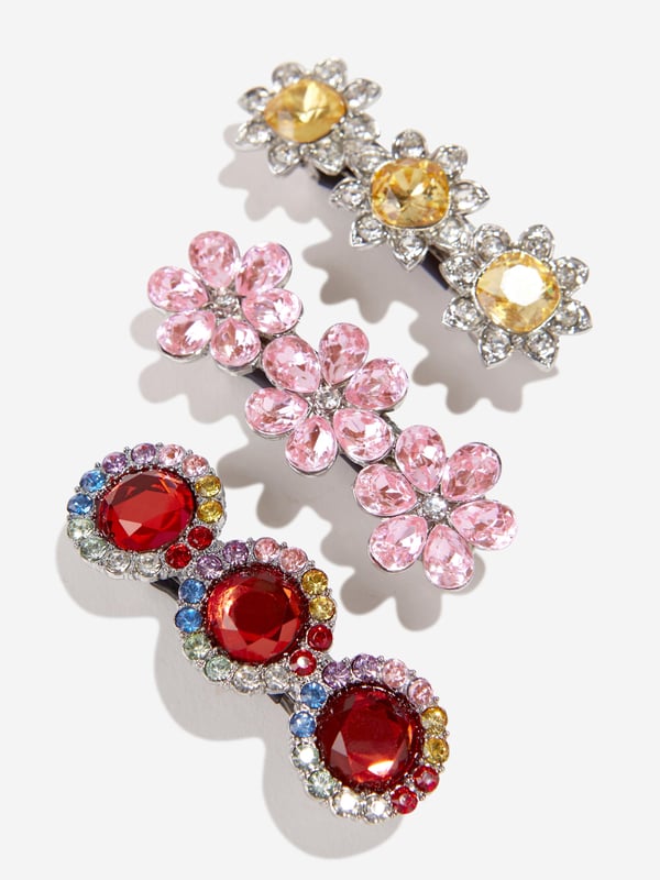 Face the music and dance with this Ballet Recital Gem Hair Barrette Set from Super Smalls. They might not help with fancy footwork, but this set of multi-coloured, gem-covered hair pieces will add shine and sparkle to twirls and steps, all whilst keeping hair where it's meant to be. Mix it up or wear together for a show-stopping look. 3 Hair Barrettes Reusable Presentation Box Not Suitable for Children Under 3