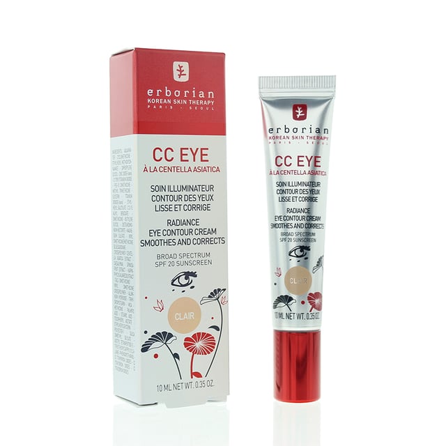 Erborian CC Eye Eye Contour Cream is infused with Centella Asiatica, which soothes and repairs delicate skin while providing deep hydration. This multitasking formula conceals dark circles, reduces the appearance of fine lines, and illuminates the under-eye area for a refreshed, radiant look. Lightweight and gentle, it’s the perfect solution for brighter, smoother eyes.