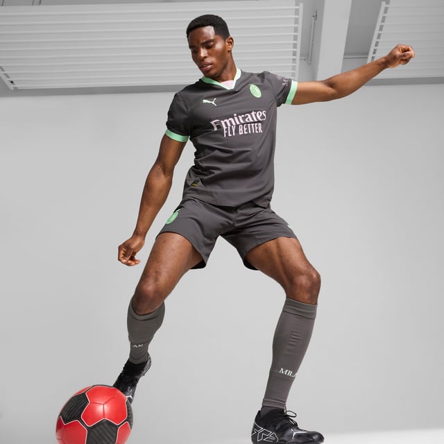 PRODUCT STORY: In the 24/25 Third Kit, a neutral base color lights up in bold accents  including monochromatic version of the club crest  to express the inherent Milanese style in a way thats both new and distinctly Rossonero, even in the absence of Rosso or Nero. Authentic jersey is what the players wear on the pitch. Its made with PUMAs ULTRAWEAVE fabric and features an athletic fit for elite-level performance.?&nbsp; FEATURES & BENEFITS: ULTRAWEAVE: Ultra-light, engineered fabric with a structured, 4-way stretch that reduces weight and friction. Built for athletes looking to increase speed and strength; dryCELL: Performance technology designed to wick moisture from the body and keep you free of sweat during exercise; Made with at least 70% recycled materials. DETAILS: Performance Fit; 78 gsm, Dobby; Crew neck; Short sleeves; As worn by the players; Official team branding.  Our model is 186 cm tall and is wearing size M UK.