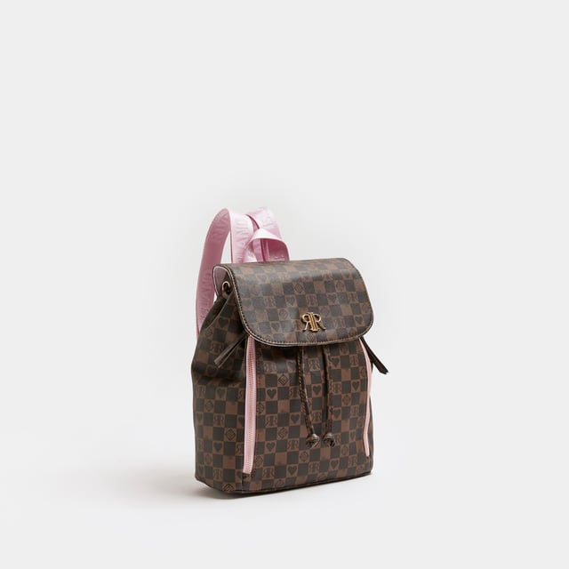 River Island Girls Backpack Brown Ri Monogram